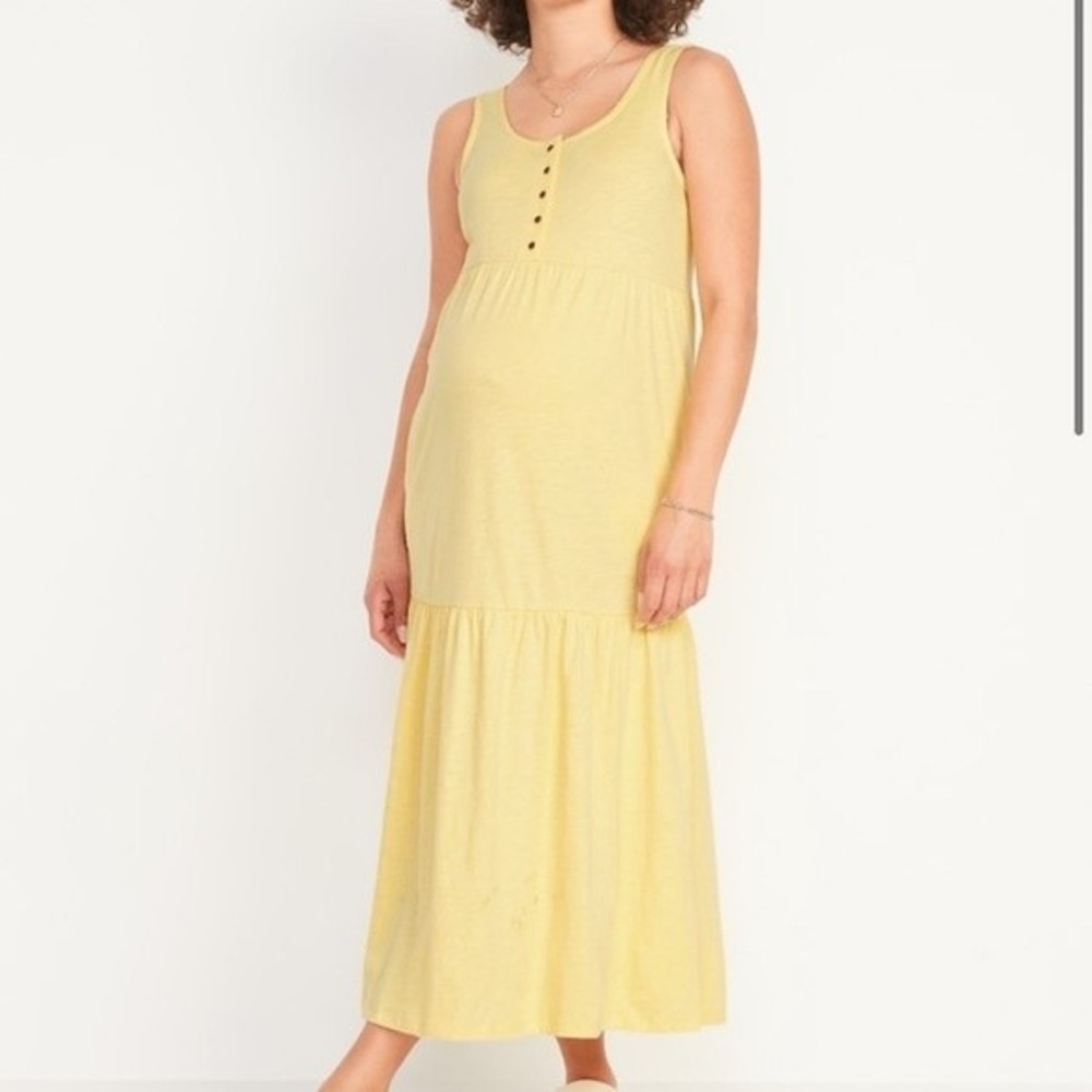 Maternity Sleeveless All-Day Tiered Maxi Dress In Morning Sun Size M